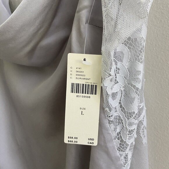 By Anthropologie Silky Slouchy Cami top SIZE L silver color new nwt - Picture 5 of 8